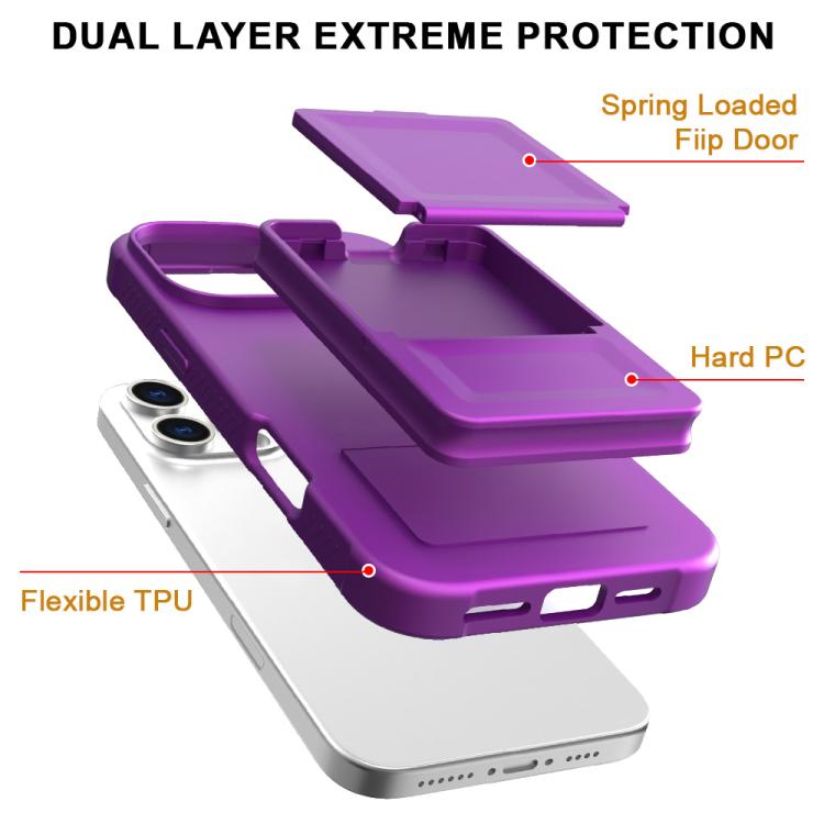 For iPhone 16 Pro Skin Feel TPU Hidden Mirror Card Bag Phone Case with Stand