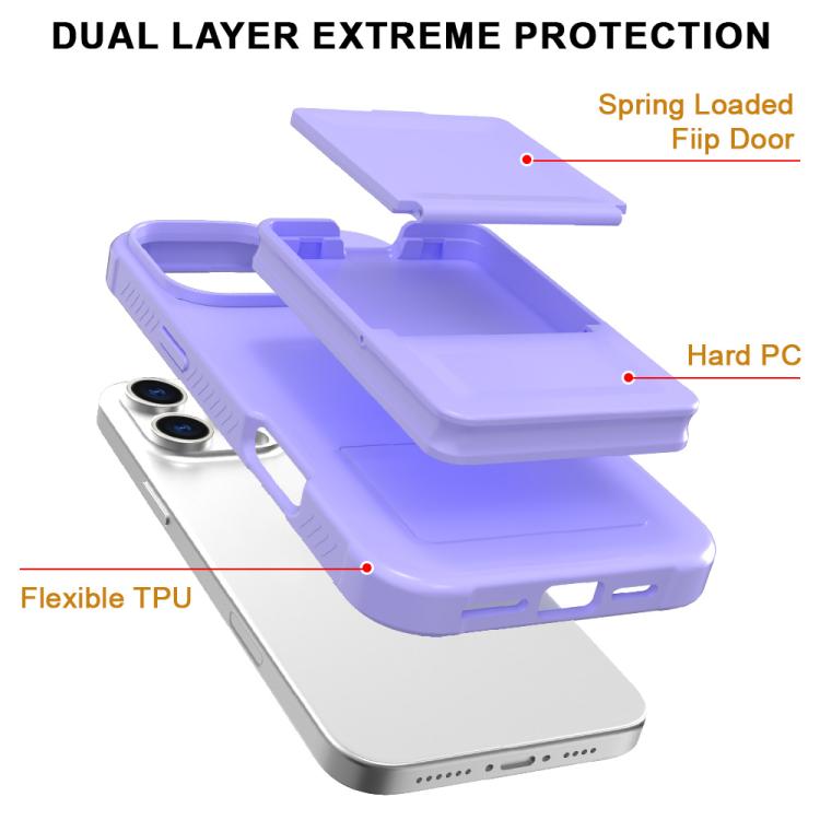 For iPhone 16 Pro Skin Feel TPU Hidden Mirror Card Bag Phone Case with Stand