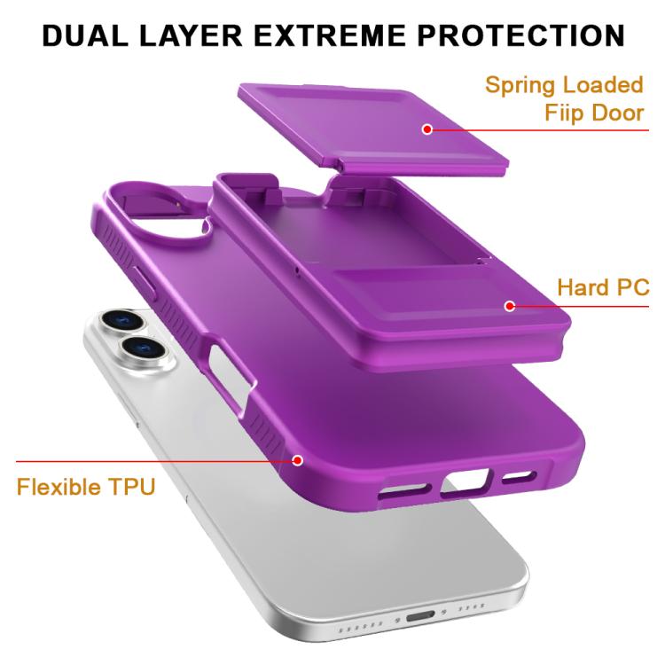 For iPhone 16 Skin Feel TPU Hidden Mirror Card Bag Phone Case with Stand