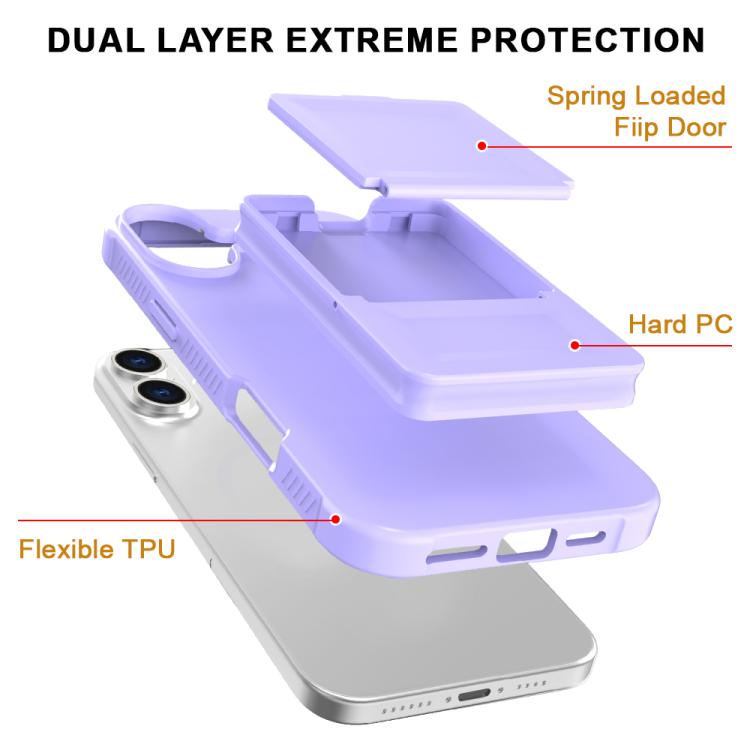 For iPhone 16 Skin Feel TPU Hidden Mirror Card Bag Phone Case with Stand