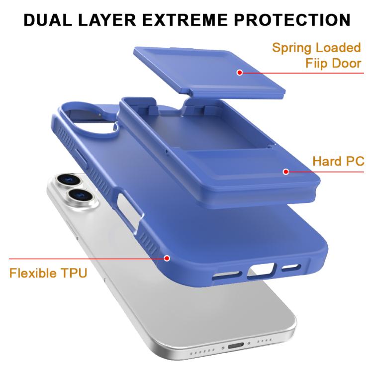 For iPhone 16 Skin Feel TPU Hidden Mirror Card Bag Phone Case with Stand