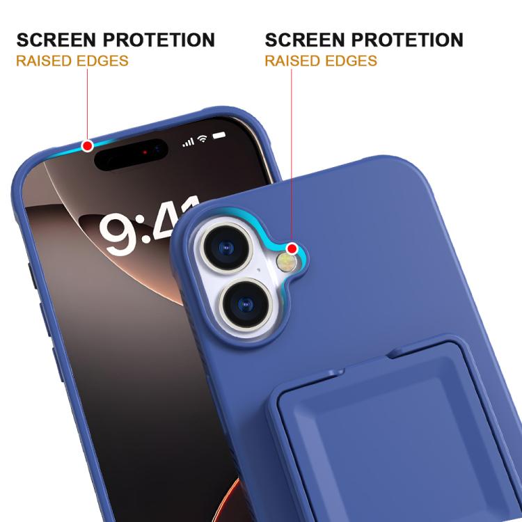 For iPhone 16 Skin Feel TPU Hidden Mirror Card Bag Phone Case with Stand