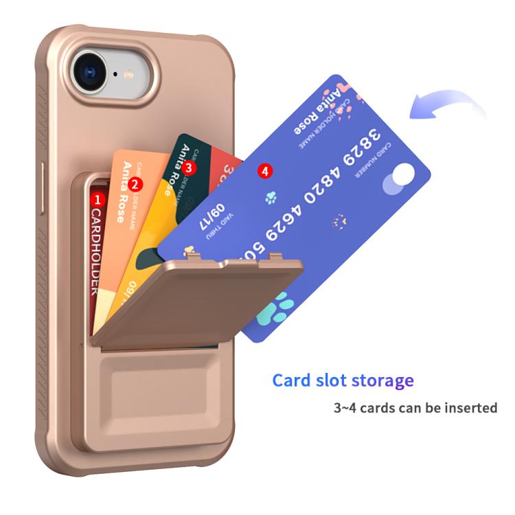 For iPhone 17e / 16e Skin Feel TPU Hidden Mirror Card Bag Phone Case with Stand