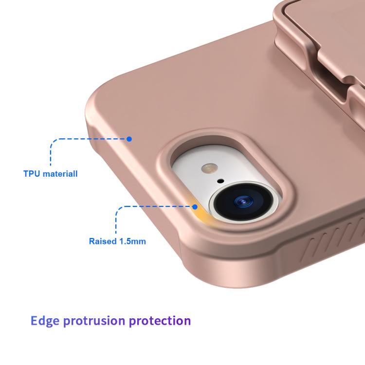For iPhone 17e / 16e Skin Feel TPU Hidden Mirror Card Bag Phone Case with Stand