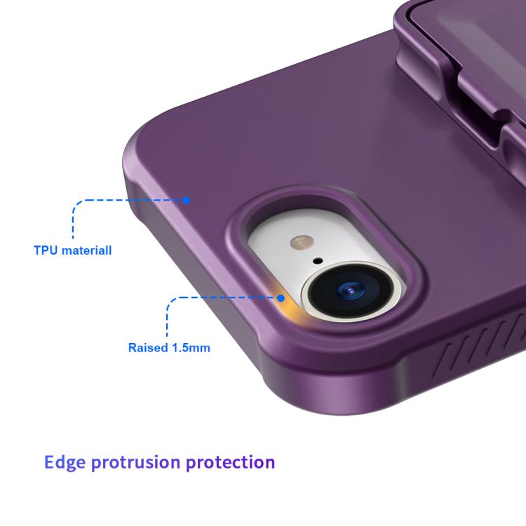For iPhone 17e / 16e Skin Feel TPU Hidden Mirror Card Bag Phone Case with Stand