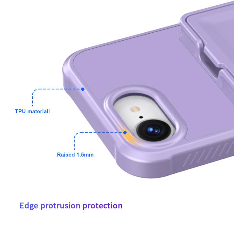 For iPhone 17e / 16e Skin Feel TPU Hidden Mirror Card Bag Phone Case with Stand