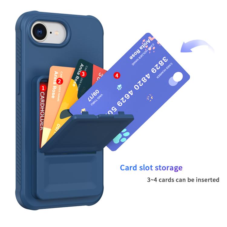 For iPhone 17e / 16e Skin Feel TPU Hidden Mirror Card Bag Phone Case with Stand