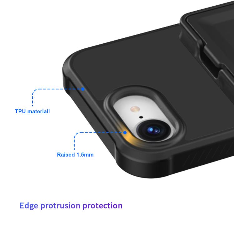 For iPhone 17e / 16e Skin Feel TPU Hidden Mirror Card Bag Phone Case with Stand