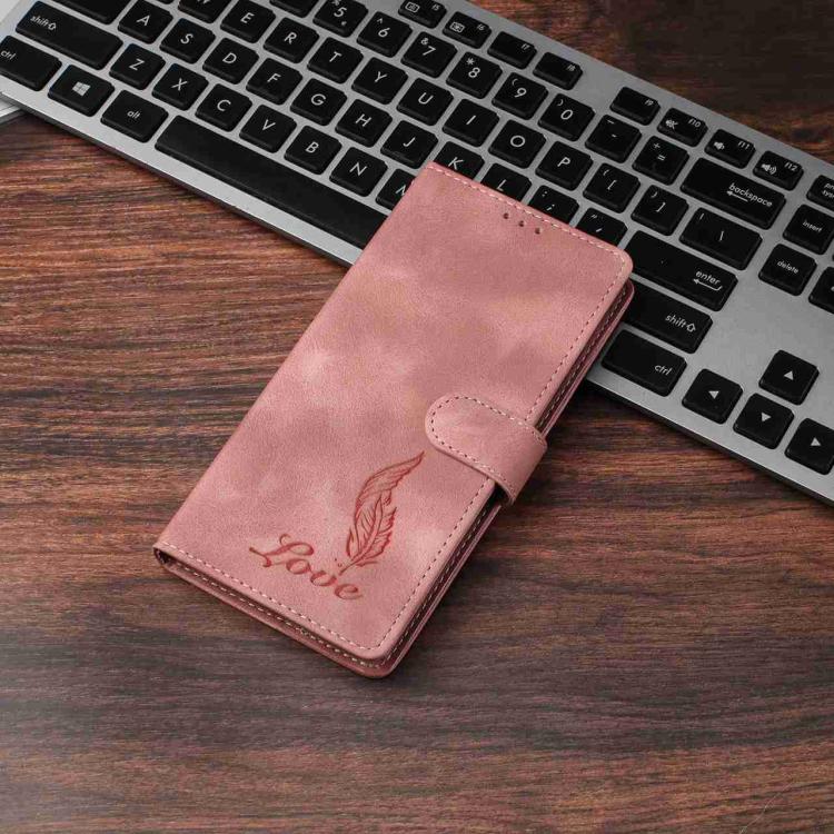 For OnePlus 15 Skin Feel Embossed Feather Leather Phone Case