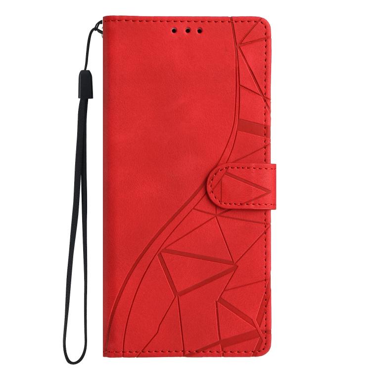 For iPhone XR Triangles Embossed Leather Phone Case