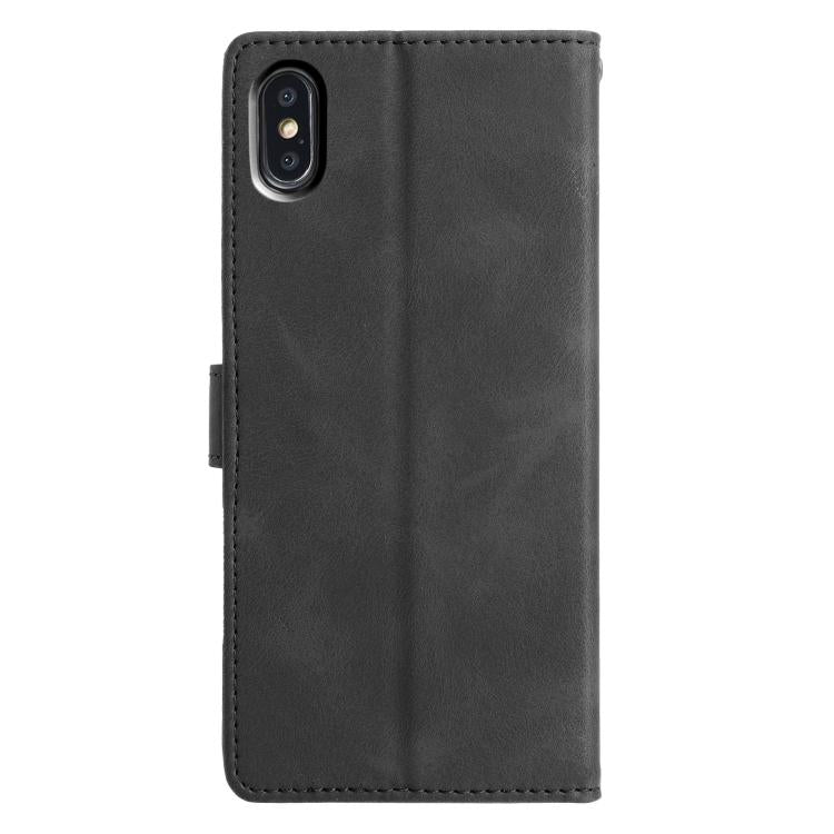 For iPhone XS Max Triangles Embossed Leather Phone Case