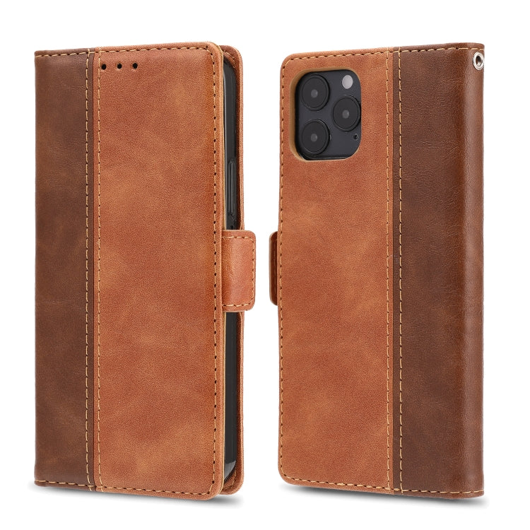For iPhone 12 mini Retro Texture Contrast Color Splicing Horizontal Flip TPU + PU Leather Case with Card Slots & Holder & Wallet