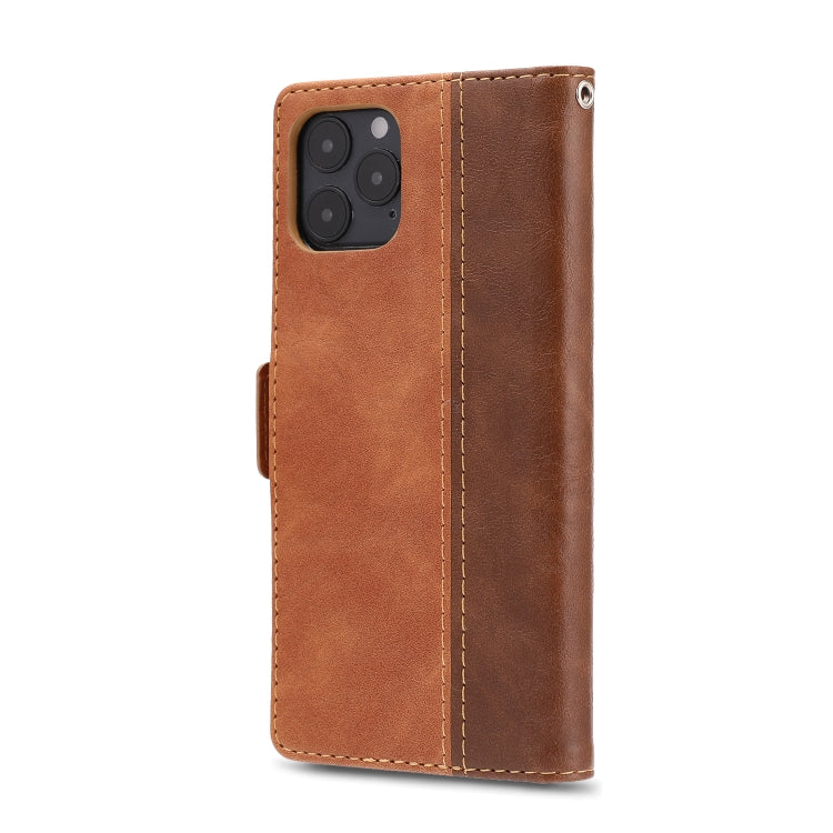 For iPhone 12 mini Retro Texture Contrast Color Splicing Horizontal Flip TPU + PU Leather Case with Card Slots & Holder & Wallet