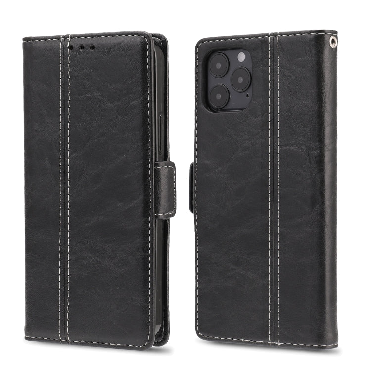 For iPhone 12 / 12 Pro Retro Texture Contrast Color Splicing Horizontal Flip TPU + PU Leather Case with Card Slots & Holder & Wallet