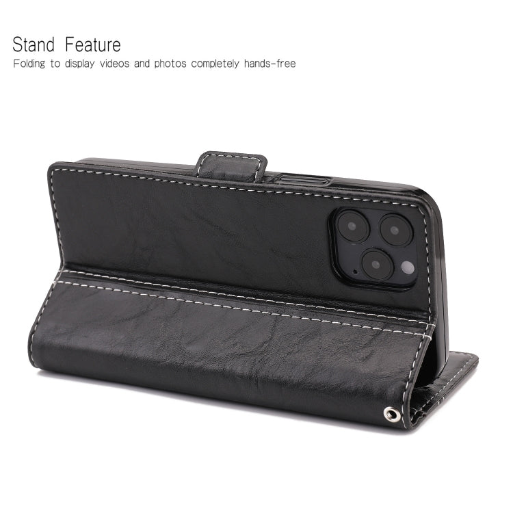 For iPhone 12 / 12 Pro Retro Texture Contrast Color Splicing Horizontal Flip TPU + PU Leather Case with Card Slots & Holder & Wallet