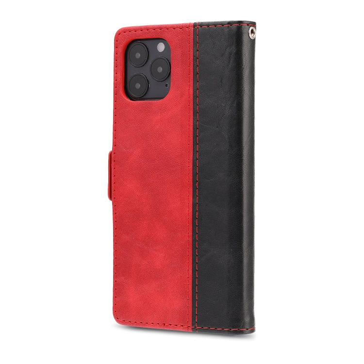 For iPhone 12 / 12 Pro Retro Texture Contrast Color Splicing Horizontal Flip TPU + PU Leather Case with Card Slots & Holder & Wallet