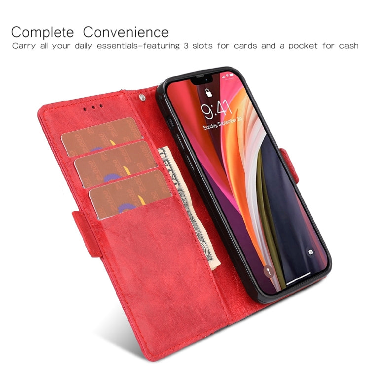 For iPhone 12 / 12 Pro Retro Texture Contrast Color Splicing Horizontal Flip TPU + PU Leather Case with Card Slots & Holder & Wallet