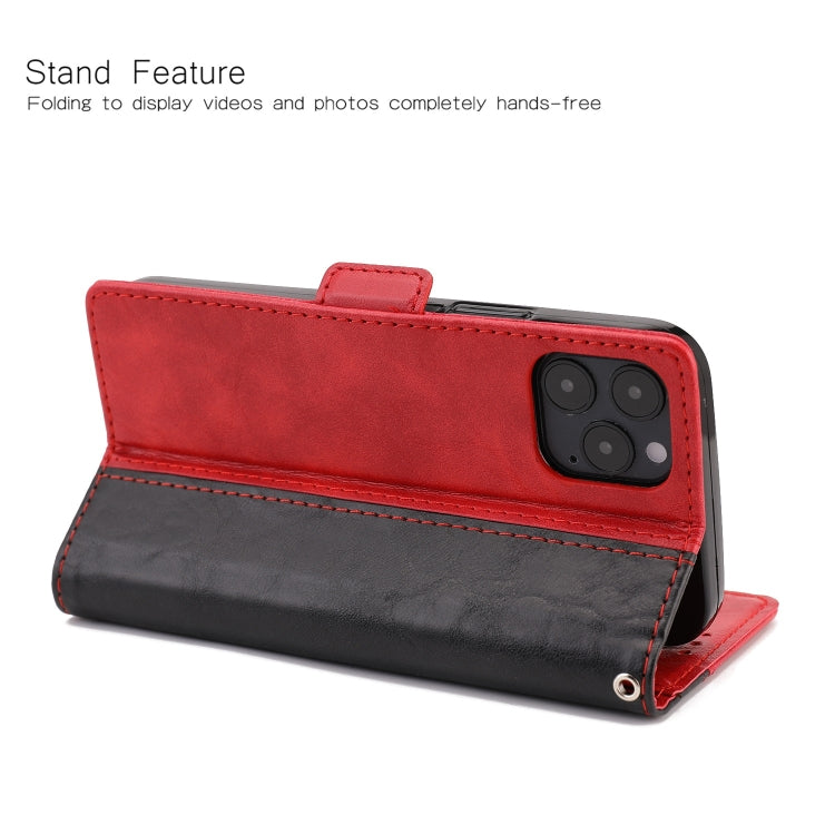 For iPhone 12 / 12 Pro Retro Texture Contrast Color Splicing Horizontal Flip TPU + PU Leather Case with Card Slots & Holder & Wallet