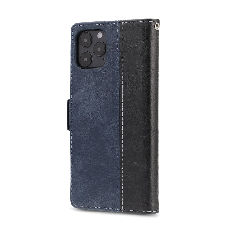 For iPhone 12 / 12 Pro Retro Texture Contrast Color Splicing Horizontal Flip TPU + PU Leather Case with Card Slots & Holder & Wallet