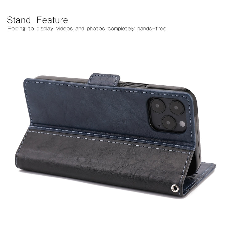 For iPhone 12 / 12 Pro Retro Texture Contrast Color Splicing Horizontal Flip TPU + PU Leather Case with Card Slots & Holder & Wallet