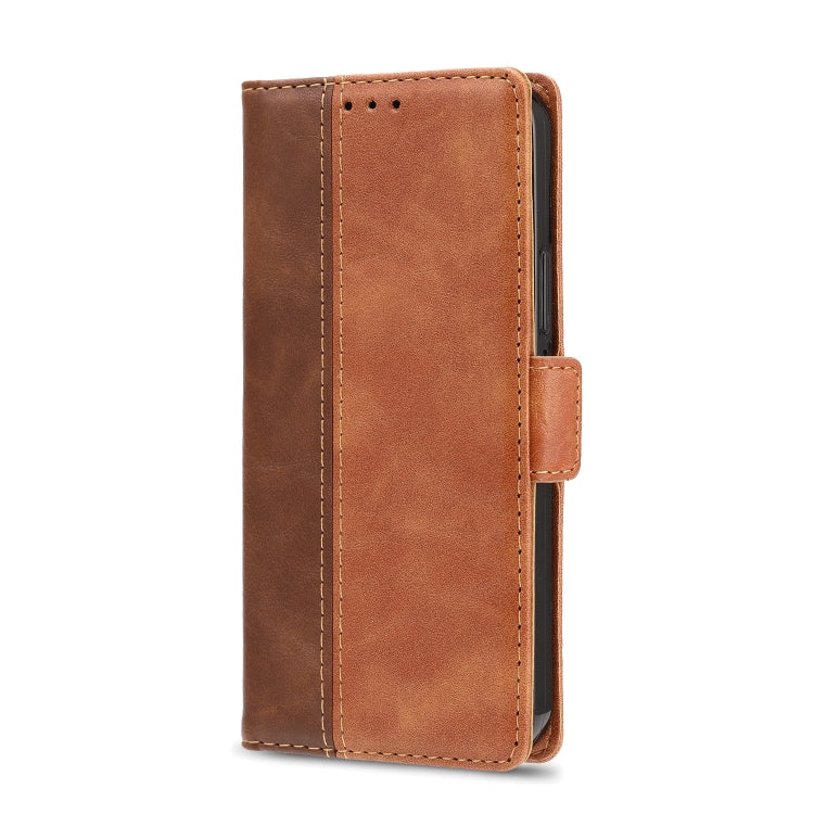 For iPhone 12 / 12 Pro Retro Texture Contrast Color Splicing Horizontal Flip TPU + PU Leather Case with Card Slots & Holder & Wallet