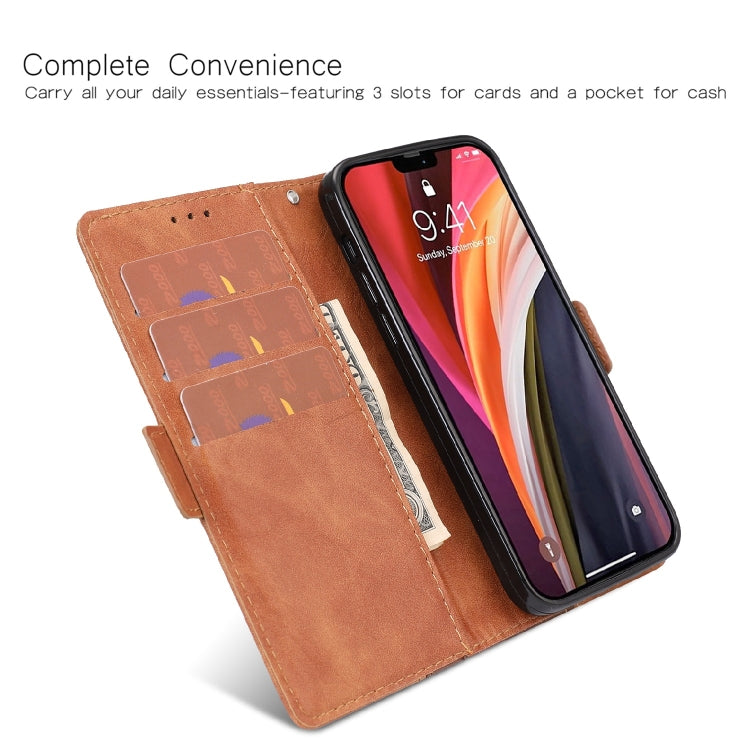 For iPhone 12 / 12 Pro Retro Texture Contrast Color Splicing Horizontal Flip TPU + PU Leather Case with Card Slots & Holder & Wallet