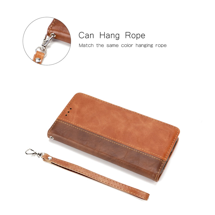 For iPhone 12 / 12 Pro Retro Texture Contrast Color Splicing Horizontal Flip TPU + PU Leather Case with Card Slots & Holder & Wallet