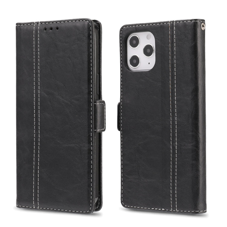 For iPhone 12 Pro Max Retro Texture Contrast Color Splicing Horizontal Flip TPU + PU Leather Case with Card Slots & Holder & Wallet