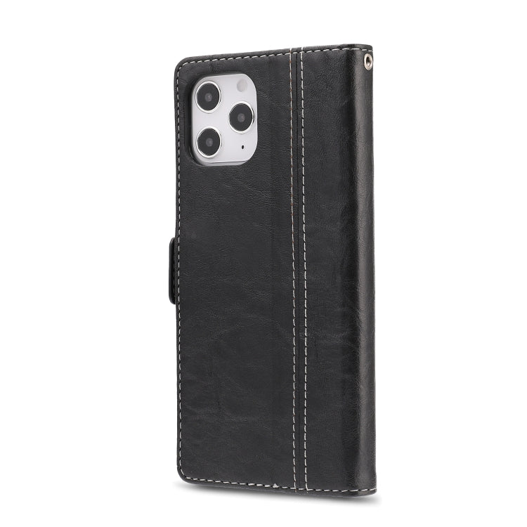 For iPhone 12 Pro Max Retro Texture Contrast Color Splicing Horizontal Flip TPU + PU Leather Case with Card Slots & Holder & Wallet