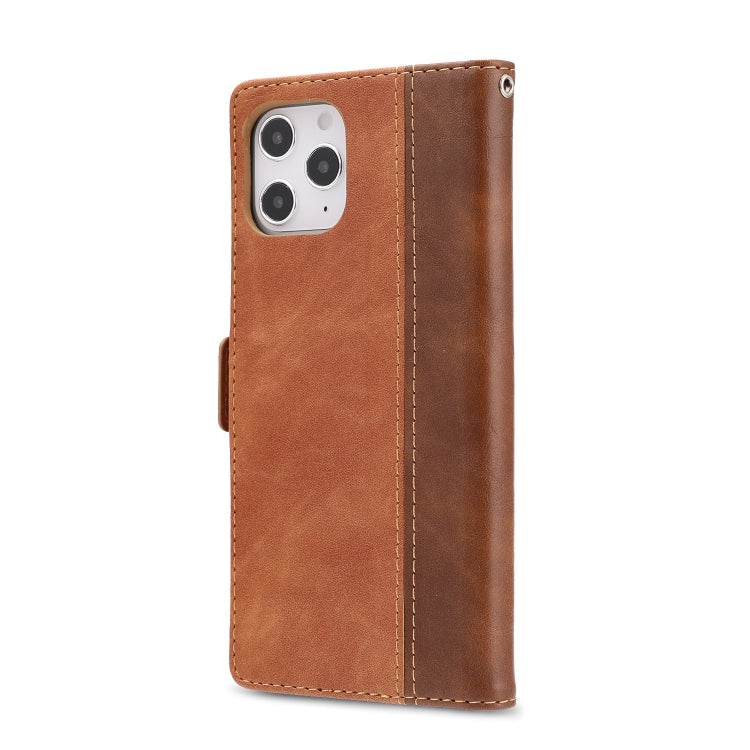 For iPhone 12 Pro Max Retro Texture Contrast Color Splicing Horizontal Flip TPU + PU Leather Case with Card Slots & Holder & Wallet