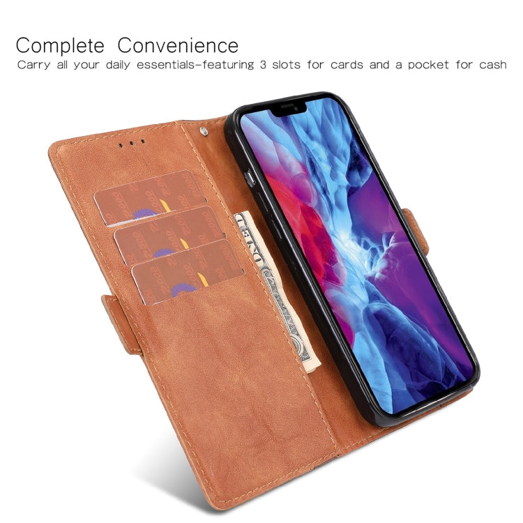 For iPhone 12 Pro Max Retro Texture Contrast Color Splicing Horizontal Flip TPU + PU Leather Case with Card Slots & Holder & Wallet