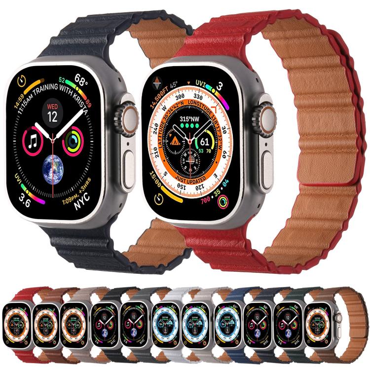 For Apple Watch 42mm / 41mm / 40mm / 38mm Magnetic PU Leather Watch Band