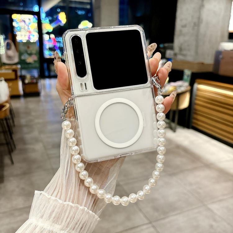 For Huawei Pura X Transparent Side Buckle MagSafe TPU Phone Case with Bead Chain