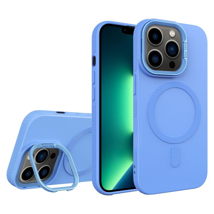 For iPhone 13 Pro Max Diamond Texture Lens Holder Skin Feel MagSafe Phone Case