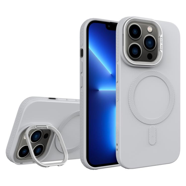 For iPhone 13 Pro Diamond Texture Lens Holder Skin Feel MagSafe Phone Case