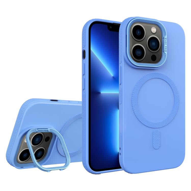 For iPhone 13 Pro Diamond Texture Lens Holder Skin Feel MagSafe Phone Case