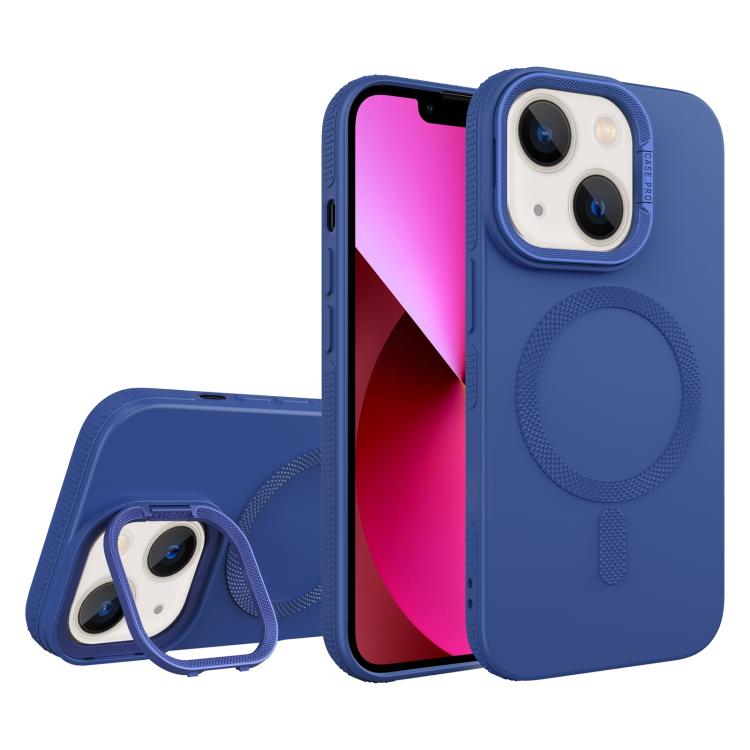 For iPhone 13 Diamond Texture Lens Holder Skin Feel MagSafe Phone Case