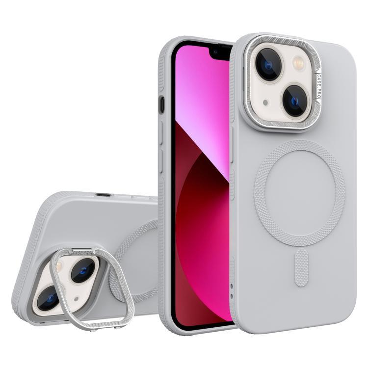 For iPhone 13 Diamond Texture Lens Holder Skin Feel MagSafe Phone Case
