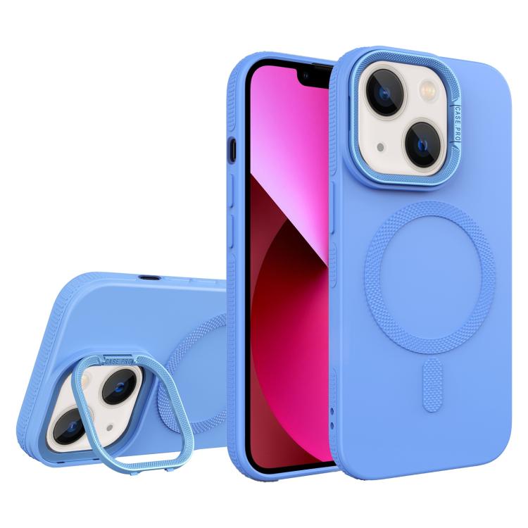 For iPhone 13 Diamond Texture Lens Holder Skin Feel MagSafe Phone Case