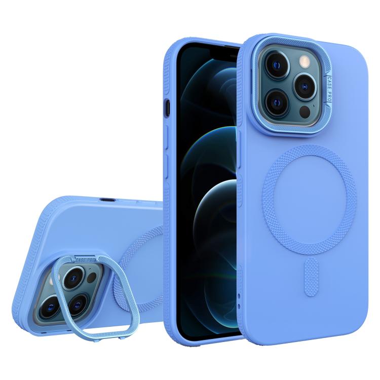 For iPhone 12 Pro Max Diamond Texture Lens Holder Skin Feel MagSafe Phone Case