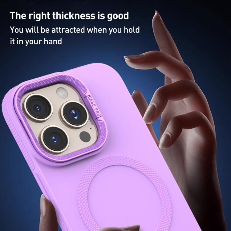 For iPhone 14 Pro Diamond Texture Lens Holder Skin Feel MagSafe Phone Case