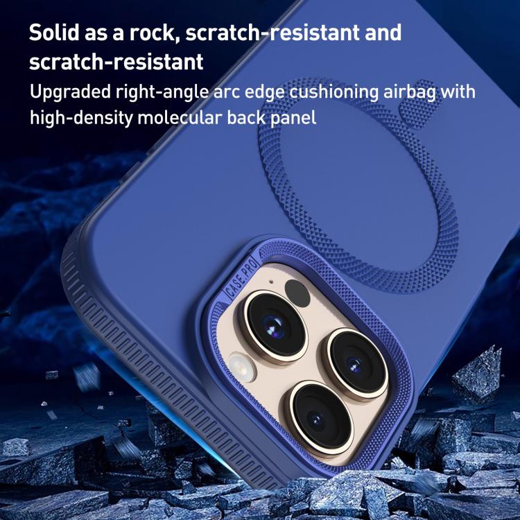 For iPhone 14 Pro Diamond Texture Lens Holder Skin Feel MagSafe Phone Case