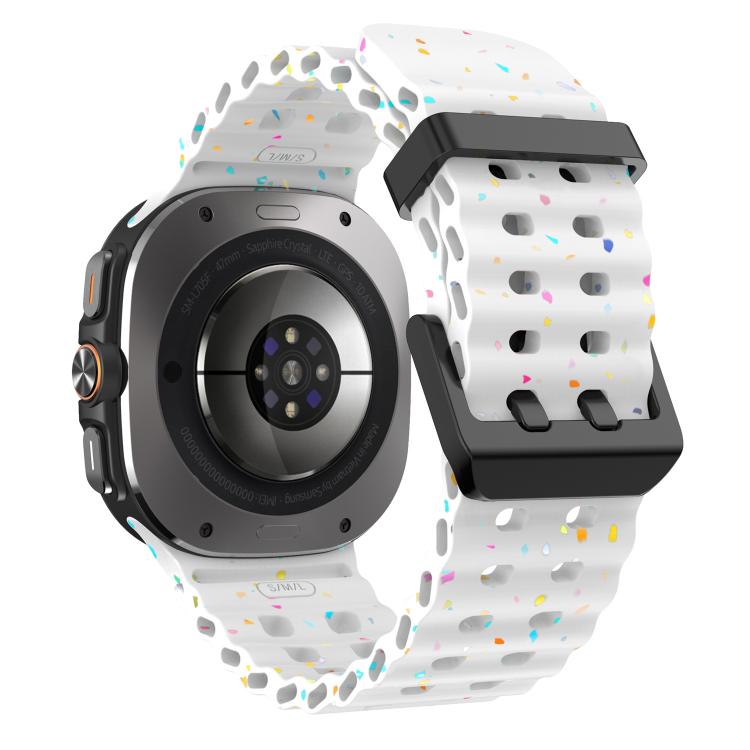 For Samsung Galaxy Watch Ultra 47mm / Ultra 2025 Dual Buckle Colorful Dots Silicone Watch Band