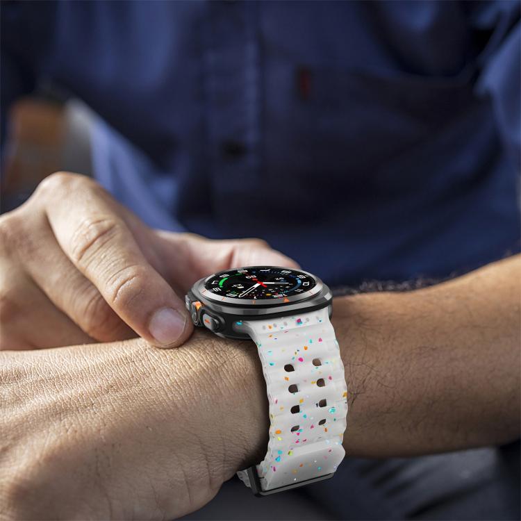 For Samsung Galaxy Watch Ultra 47mm / Ultra 2025 Dual Buckle Colorful Dots Silicone Watch Band