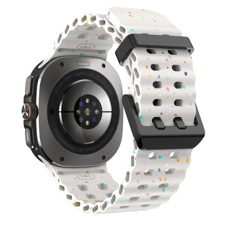 For Samsung Galaxy Watch Ultra 47mm / Ultra 2025 Dual Buckle Colorful Dots Silicone Watch Band