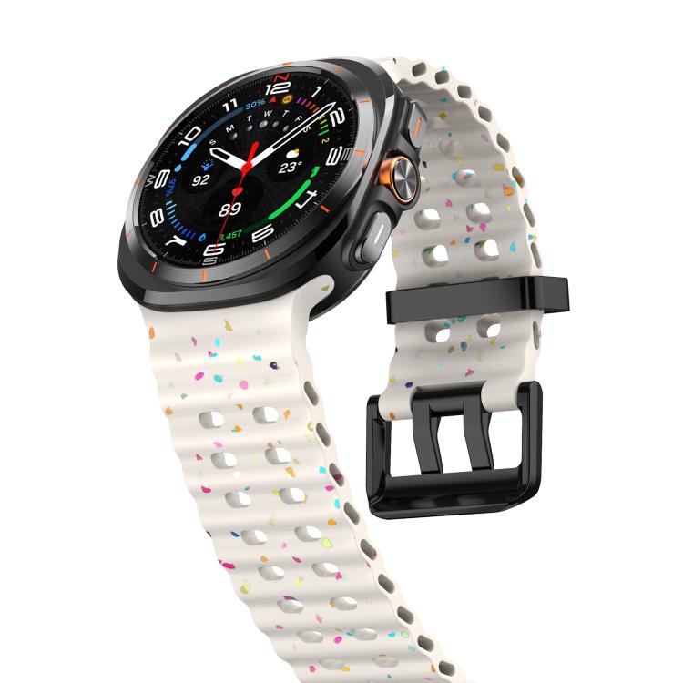 For Samsung Galaxy Watch Ultra 47mm / Ultra 2025 Dual Buckle Colorful Dots Silicone Watch Band