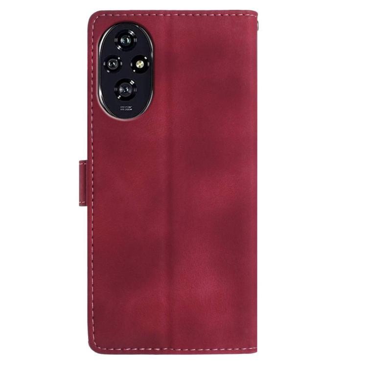 For Honor 200 Skin Feel Embossed Feather Leather Phone Case