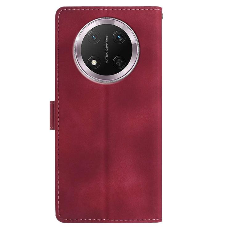 For Honor X9c Skin Feel Embossed Feather Leather Phone Case
