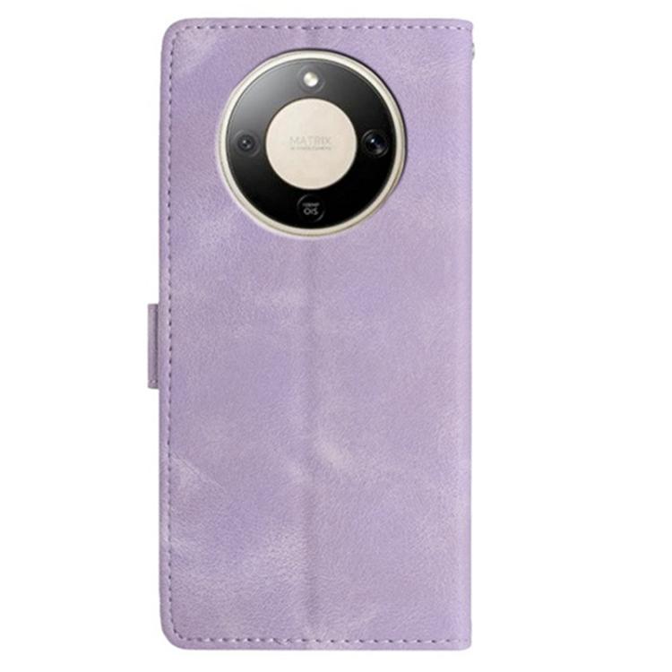 For Honor X9d 5G Global Skin Feel Embossed Feather Leather Phone Case