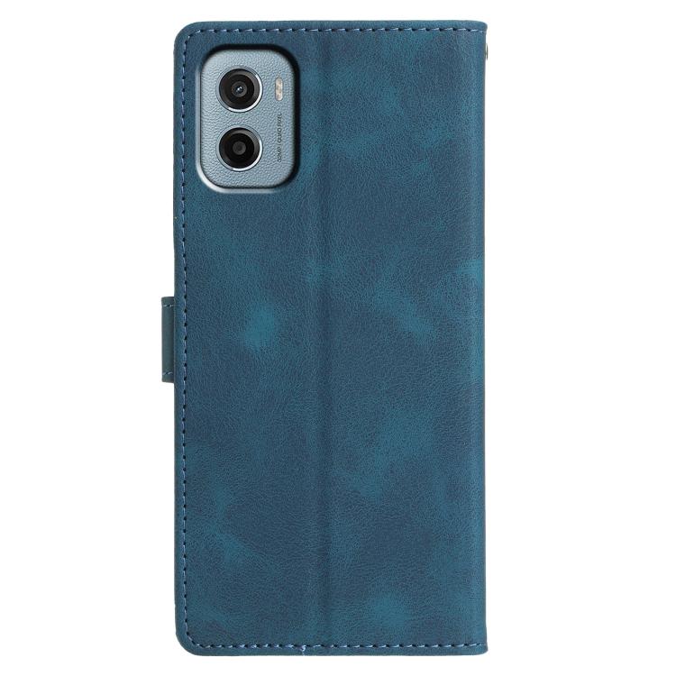 For Motorola Moto E15 Triangles Embossed Leather Phone Case